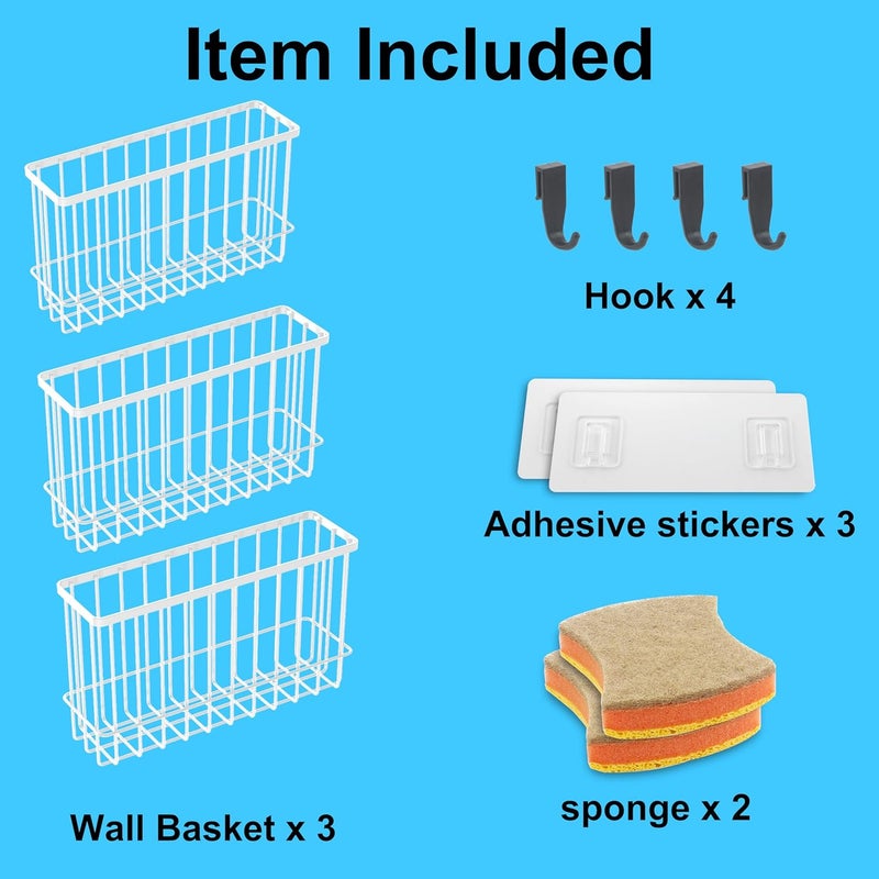 FHJP Cabinet Door Organizer 3Pcs, Foil and Plastic Wrap Organizer with 2 Sponges, Cabinet Door Storage with 3 Caddy Adhesive, for Aluminum Foil, Plastic Wrap, Wool Dryer Balls, White,(Small, Medium, Large) - Image 4